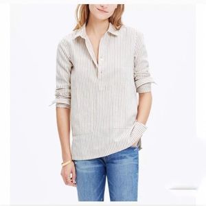 MADEWELL BAJA LEISURE CREAM STRIPE POPOVER TOP XS